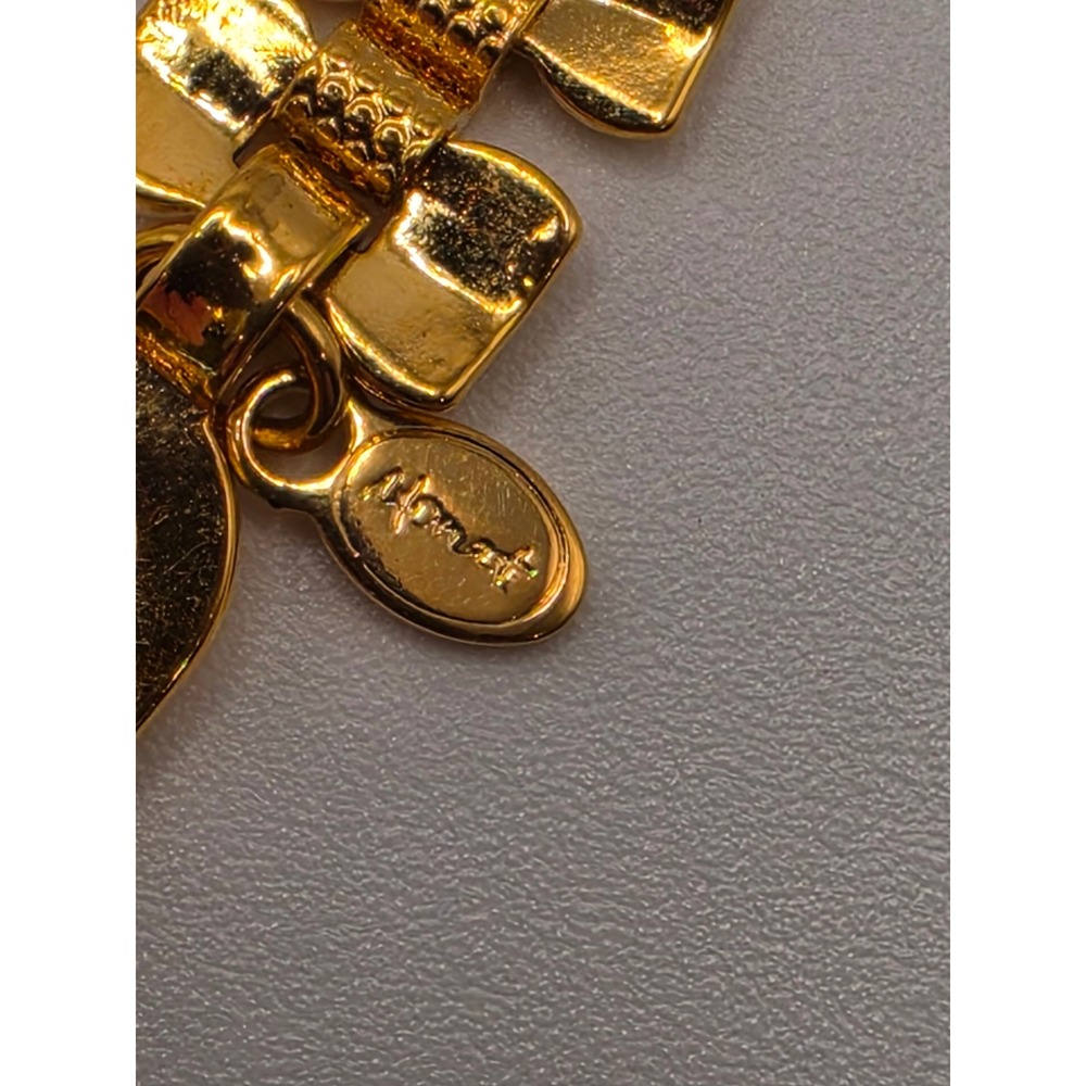 Monet Gold Tone Triple Row Link Bracelet Textured Polished 7.25 Inch Vintage - Picture 5 of 5